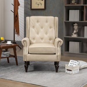 Ridstar Upholstered Modern Soft Accent & Armchair With Solid Wood Leg For Drawing Room,Study Room And Bedroom - 1 of 4