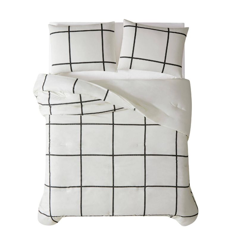 Truly Soft Everyday Full/Queen Kurt Windowpane Comforter Set Ivory/Black, 5 of 6