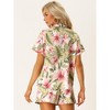 Allegra K Women's Floral Tropical Vacation Beach Hawaiian Button Down Shirt and Short Set - 4 of 4