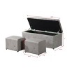 Syemin Ottomans and Benches 1 Piece Rectangular Storage Ottoman Fabric Linen with 2 Set Ottomans, End of Bed Bench, Beige, 39.37"*16.14"*16" - 3 of 4