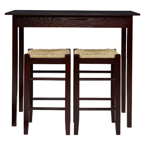 3 Piece Counter Height Table Set Wood Brown Linon Home Dcor Target