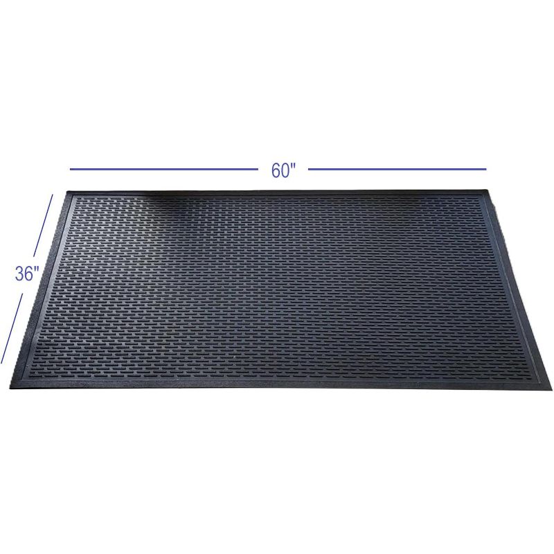 KOVOT 60" x 36" Non Slip Ridge Scraper Floor Mat Durable Heavy Duty Rubber for Indoor & Outdoor Door Mat Entrance, 3 of 7