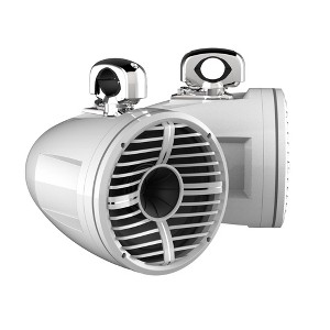Wet Sounds REV 12 HD 12" Horn Loaded Compression Driver Tower Speakers with XW Grills & Stainless Swivel Clamps, 400 Watts RMS, White, Pair - 1 of 4