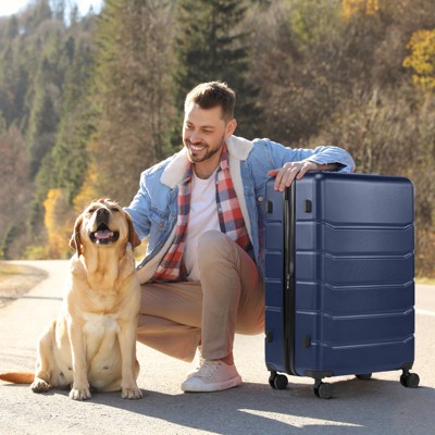 Maggift Luggage, Expandable Carry-On Suitcase with Dual Spinner Wheels and TSA Lock, Hard Shell for Business, Vacation, Travel, Blue, 15.5"*10.5"*25"