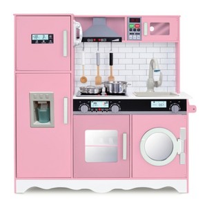 Lil' Jumbl Large Kids Kitchen Set, Wooden Pretend Play Kitchen with Icemaker, Microwave & More - 1 of 4