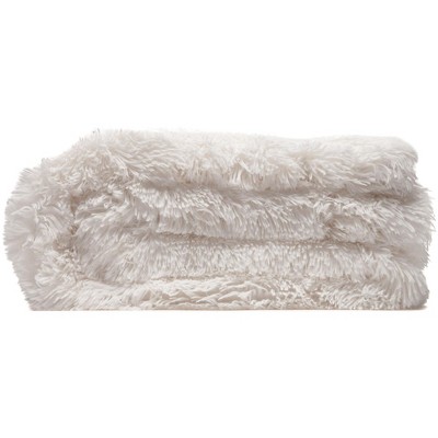 White Reversible Faux Fur and Sherpa Throw Blanket 50" x 65"
