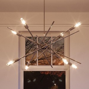 Urban Ambiance Luxury Modern Industrial Chandelier,  19-5/8"H x 42-3/8"W,  Brushed Nickel Finish, UHP2071 - 1 of 4