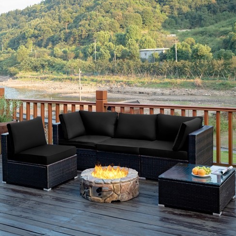 Black rattan outdoor lounge sale