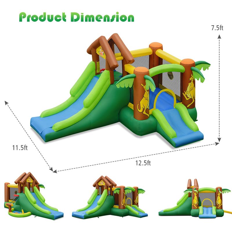Costway Inflatable Jungle Bounce House Kids Dual Slide Jumping Castle Bouncer, 3 of 11