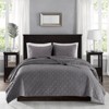 FIONECA 3-Piece Luxe Antimicrobial Velvet Coverlet Set Geometric Quilted Cozy Bedding - 2 of 4
