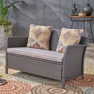 All-Weather Wicker Patio Loveseat with Cushions, 2-Seater Outdoor PE Rattan Sofa for Porch, Garden, or Balcony – The Pop Home