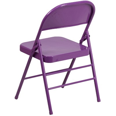 Impulsive Purple Metal Folding Chairs Set of 4