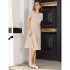 Hobemty Women's Pleated Knee Length Short Sleeve Work A-Line Dress - 3 of 4