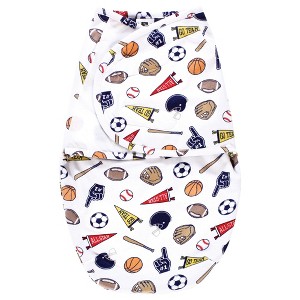 Hudson Baby Infant Boy Plush Faux Fur Swaddle Wrap, Sports Fan, 0-3 Months - 1 of 2