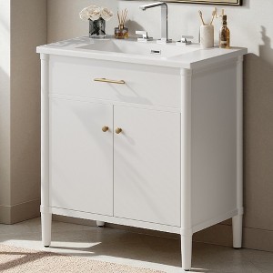 31" Bathroom Vanity with Sink, Modern Cabinet with Soft Close Doors, Adjustable Shelf, Curved Profile Design and Solid Wood Legs - 1 of 4