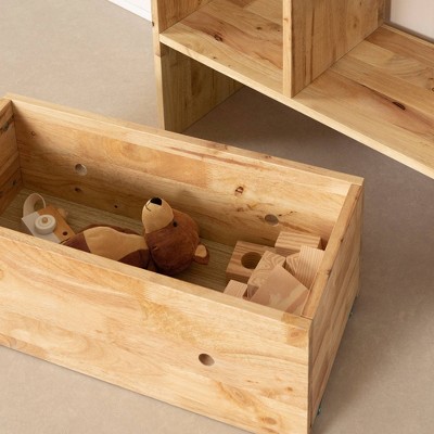 Natural Wood Kids Bookcase with Storage Cubes