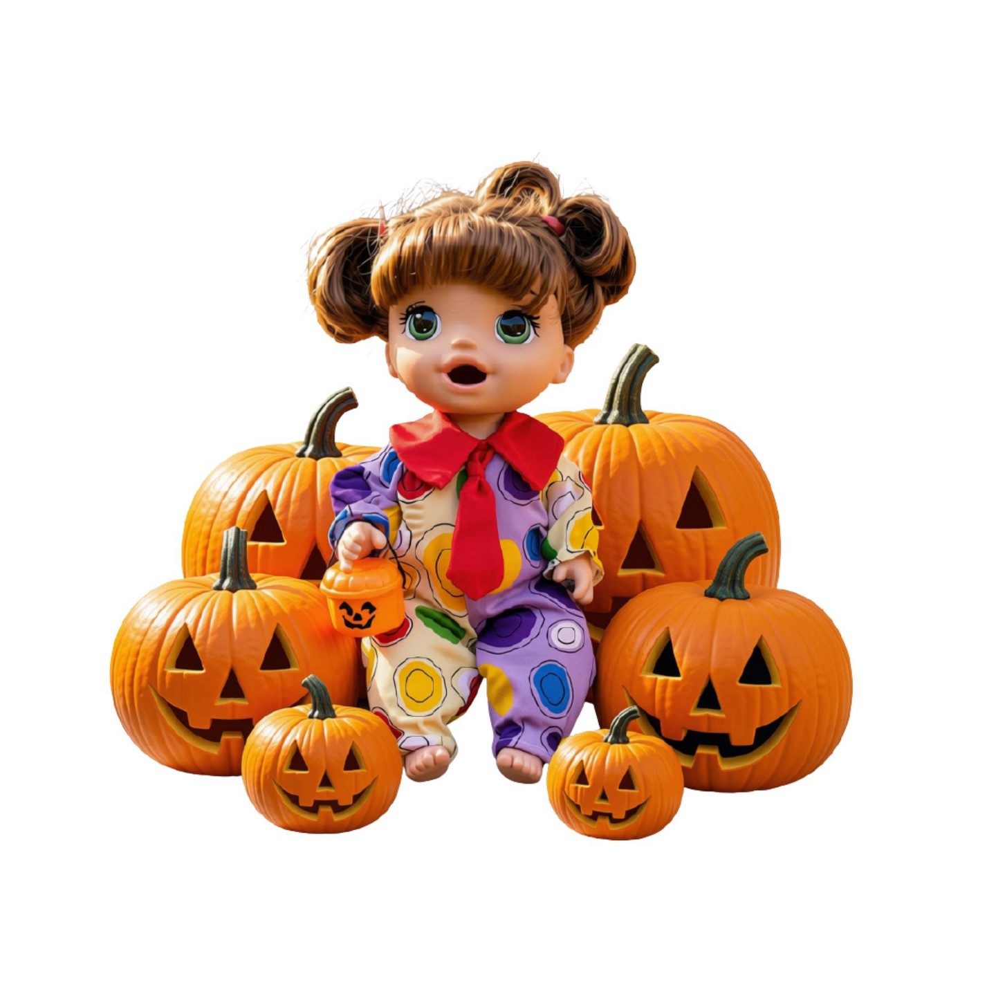 Детские куклы Doll Clothes Superstore Clown & Circus Costume with Trick or Treat Bucket for 12 Inch Baby Alive & Little Baby Dolls — фото 4