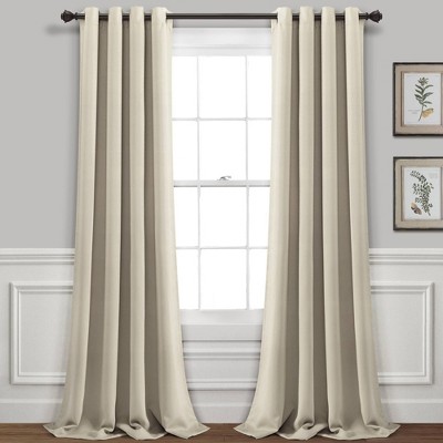 Set of 2  Insulated Grommet Blackout Window Curtain Panels Neutral - Lush Décor