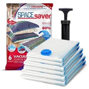 Spacesaver Space Bags Vacuum Storage Bags-Pack of 6 (2 Medium, 2 Large, 2 Jumbo), Clear - 1 of 4