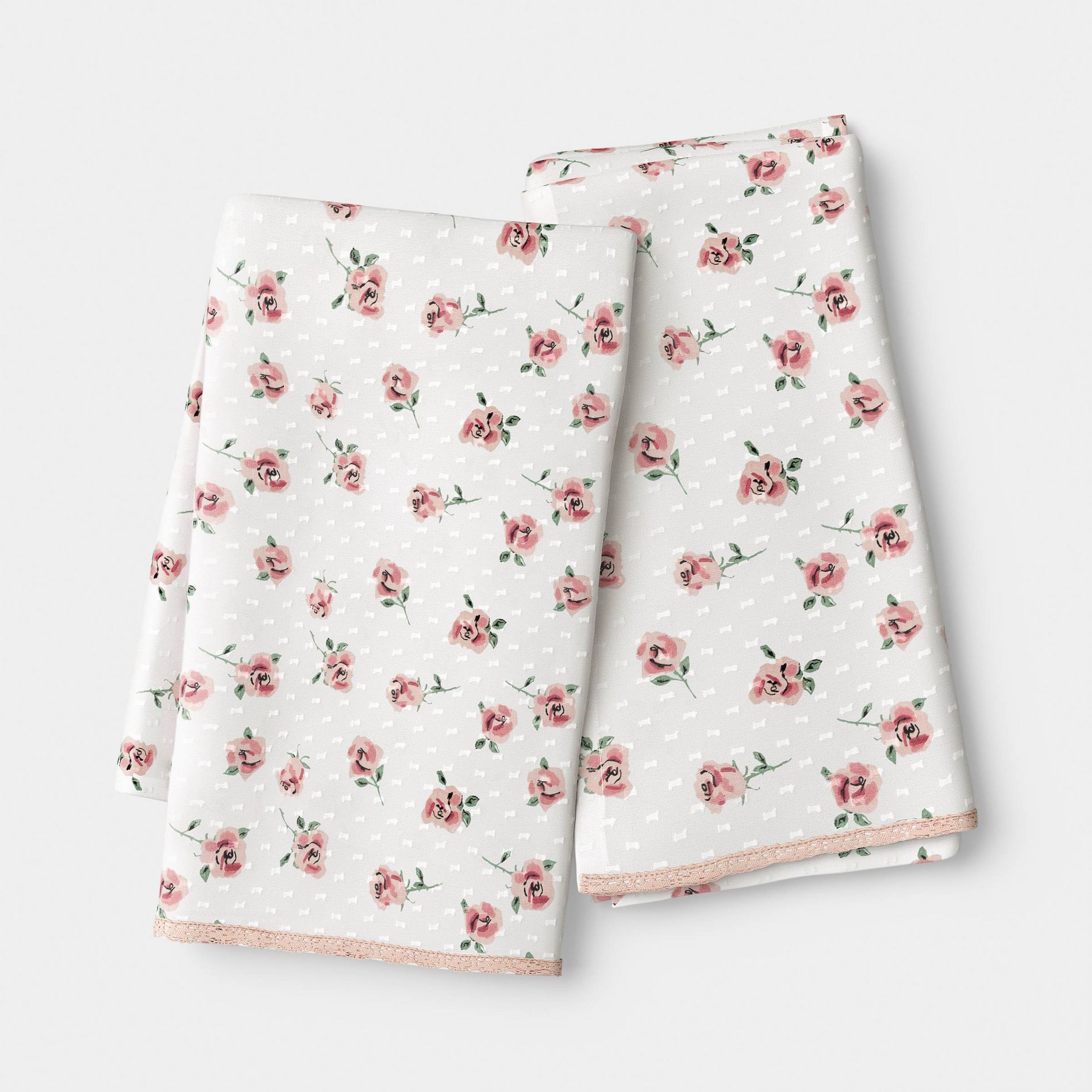 2pk Swiss Dot with Floral Print Kitchen Towels - Room Essentials™