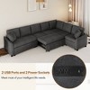 Whisen 124.8" L-Shaped Sleeper Sofa with USB Ports & Power Sockets - 3 of 4