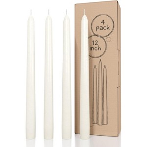 12 inch Taper Candles Set of 4 - Dripless and Smokeless Candle Unscented - Slow Burning Candle Sticks - 1 of 4
