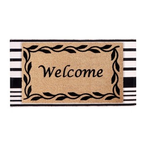 A1HC 100% Coir Welcome Mat with Black and White Striped Rug Combo Sets - 1 of 4
