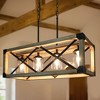 LNC Lucia 4-Lights 27.5" Modern Farmhouse Rectangle Wood Kitchen Island Pendant  Lights, Black and  Gray Wood with Clear Glass - 2 of 4