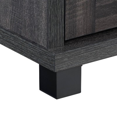 Fremont 84" Dark Gray Engineered Wood TV Stand with Glass Cabinets