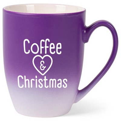Elanze Designs Coffee & Christmas Two Toned Ombre Matte Purple and White 12 ounce Ceramic Stoneware Coffee Cup Mug
