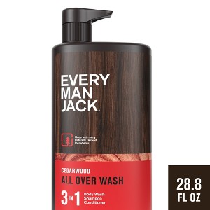 Every Man Jack Cedarwood Hydrating Men's 3-in-1 Body Wash and Shampoo and Conditioner - 28.8 fl oz - 1 of 4