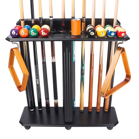 GSE Wooden Floor Stand Billiard Pool Cue Rack, Holds 10 Pool Cue Sticks, 2 Ball Racks and Full Set of Pool Balls - image 1 of 4