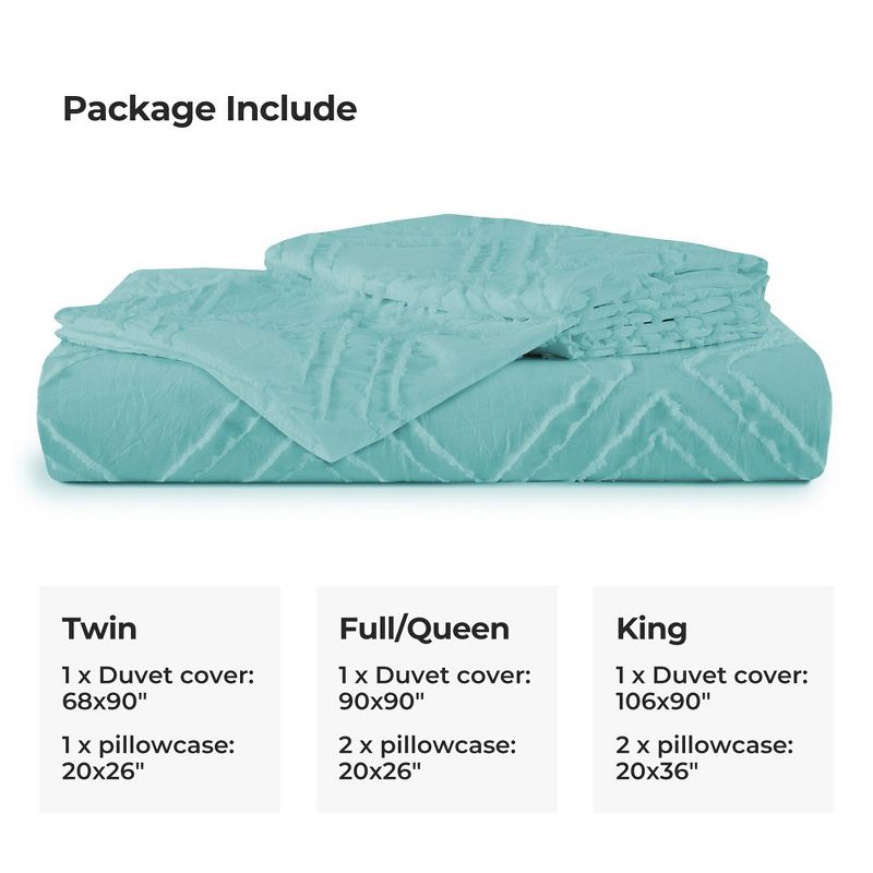 Peace Nest Lightweight Clipped Duvet Cover Set, Geometric Solid Color, 6 of 9