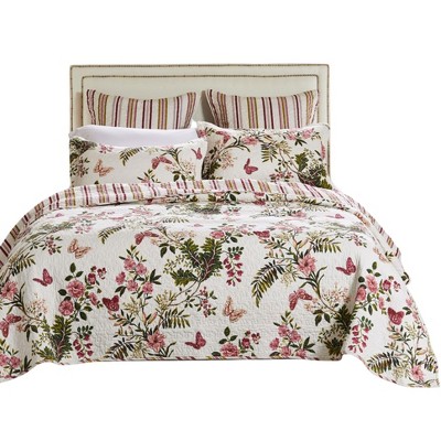 Greenland Home Fashion Butterflies Quilt & Sham Set 2-Piece, Multicolor - Twin