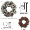 26 Inch Wreath with Hanger Lights Front Door Outdoor Porch Frosted Branches Snowy White Pine Needles Cones Berry Clusters - 2 of 4
