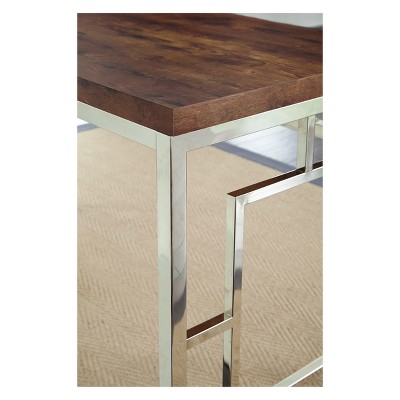 Alize 47" Brown Faux Wood and Chrome Home Office Desk