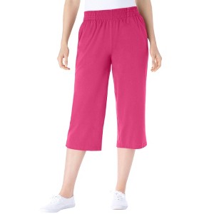 Woman Within Women's Plus Size Elastic-Waist Knit Capri Pant - 1 of 4