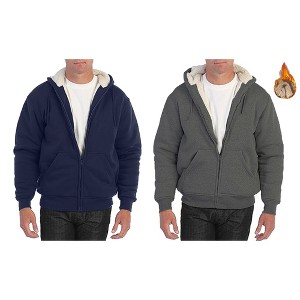 Rudoplh  Men's Modern Fit Heavyweight Hoodie With Faux Shearling Lining-2 Pack - 1 of 2