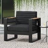Okak 15" Chic Patio Accent Chair Upholstered Club Chair,Set of 1,Luxury Outdoor Conversation Aluminum Sofa Chair for Porch,Garden&Backyard - 3 of 4