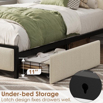 Under-bed storage drawer latch with 11 inch clearance