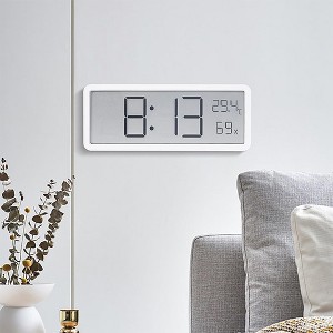 LED Digital Alarm Clock for Bedroom,Rechargeable Desk Clock with Date Temperature Humidity,12/24H Digital Wall Clock - 1 of 4