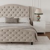 Upholstered Bed Frame with Headboard & Footboard, Modern Button Tufted and Rivets Decor, No Box Spring Needed, Wooden Slat Support,  Noise Free - 2 of 4
