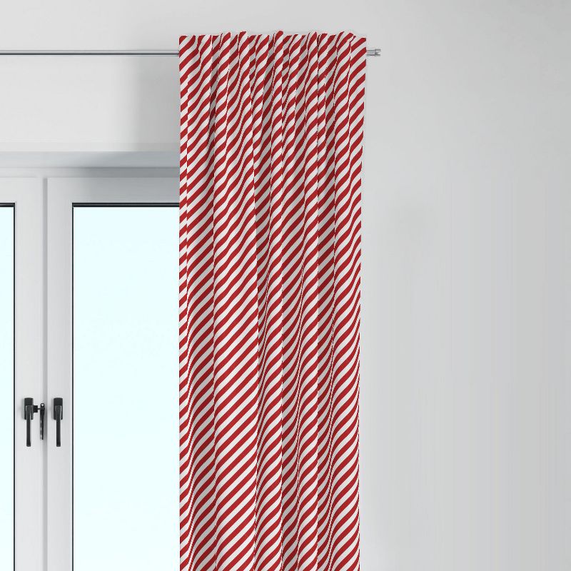 Bacati - Red Stripes Cotton Printed Single Window Curtain Panel, 1 of 6