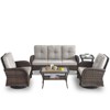 POCASSY 5 Piece Outdoor Patio Furniture Set, Brown Rattan Wicker Modern Outdoor Couch with Swivel Chairs and Coffee Table - 2 of 4