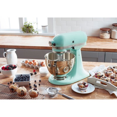 Ice Blue Stainless Steel Tilt-Head Kitchen Machine with 10 Speeds
