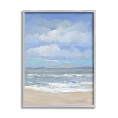 Stupell Industries Cloudy Ocean Bay Shoreline Framed Giclee