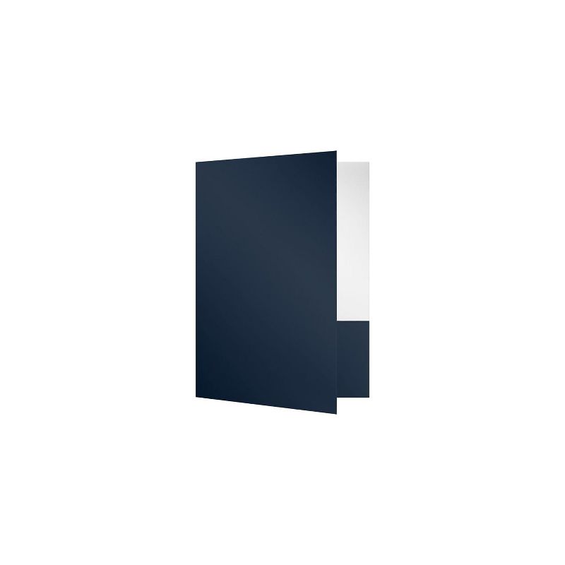 LUX 9 x 12 Presentation Folders Standard Two Pocket 50/Pack Navy Gloss (SF-101-DN12-50), 1 of 2