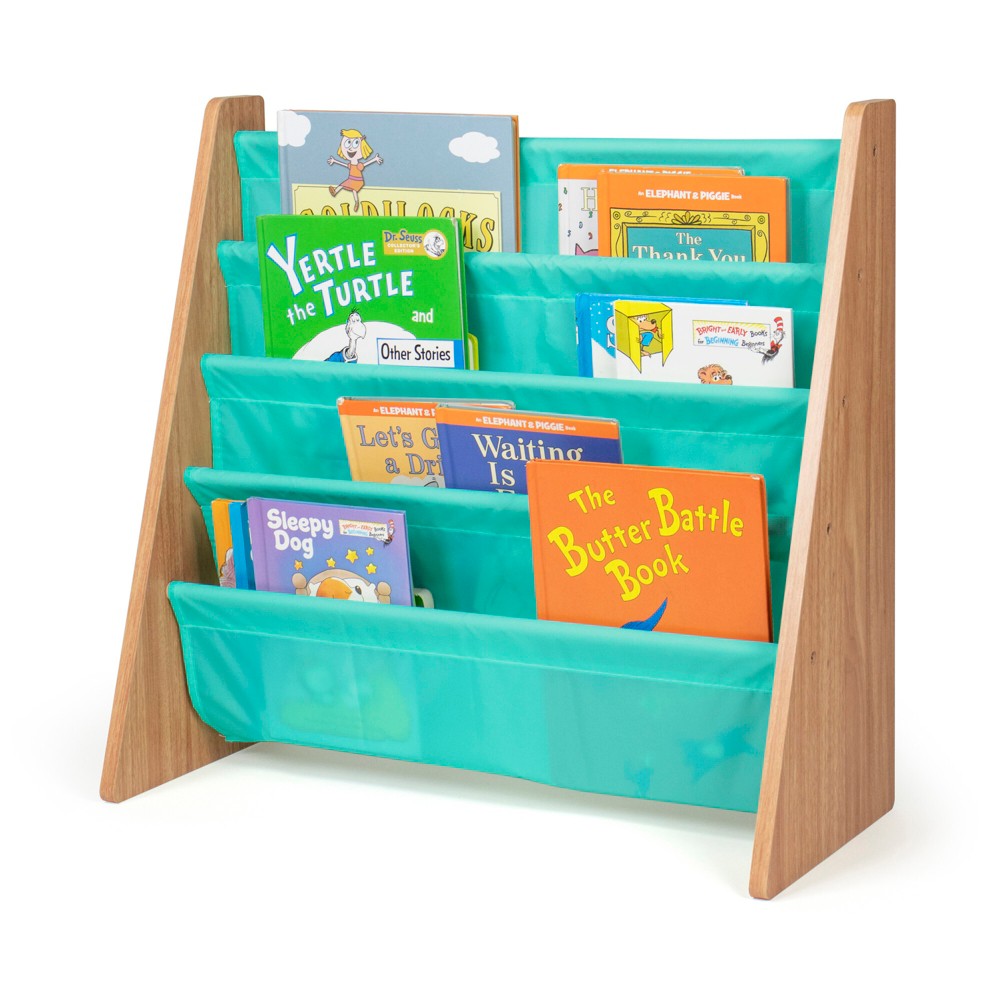 Photos - Wall Shelf Kids' Bookshelf 4 Tier Book Organizer Seafoam Green/Natural - Humble Crew
