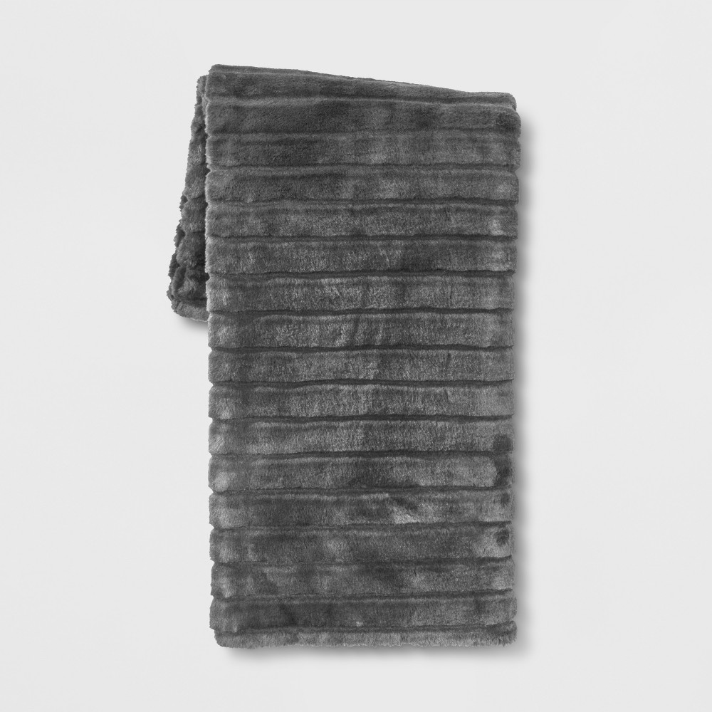 Project 62 Gray Texture Faux Fur Throw Blanket  50x60