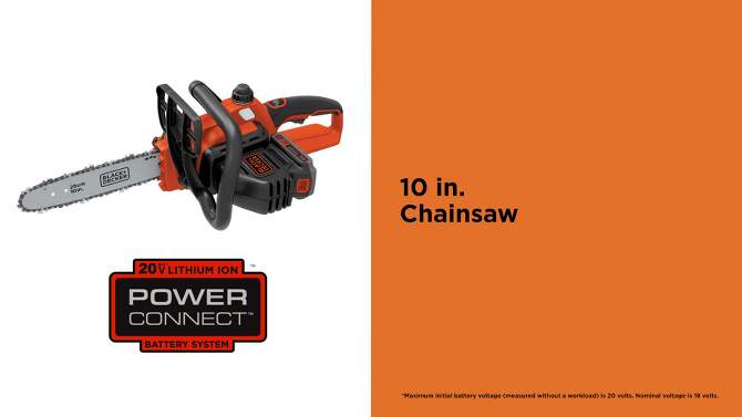 Black & Decker LCS1020 20V MAX Brushed Lithium-Ion 10 in. Cordless Chainsaw Kit (2 Ah), 2 of 13, play video